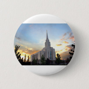 Oquirrh Mountain LDS Utah Temple sunset 2 Inch Round Button