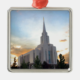 Oquirrh Mountain LDS Utah Temple sunset Metal Ornament