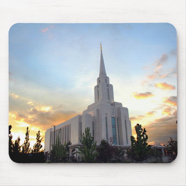 Oquirrh Mountain LDS Utah Temple sunset Mouse Pad (Front)