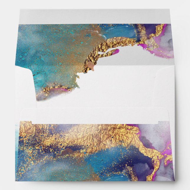 or aquarelle enveloppe Mariage préadressée (Dos (Bas))