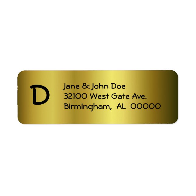 Or avec Étiquettes de adresse Monogrammes (Devant)