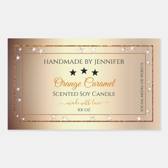 Or avec Orange Parties scintillant  Étiquettes d'e (Devant)