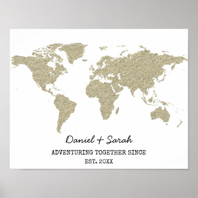 or bling parties scintillant carte du monde poster (Devant)