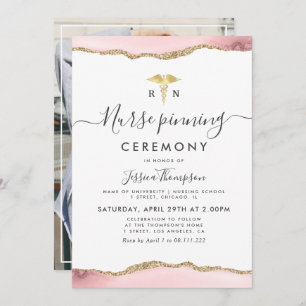 or blush agate Nurse pinning cérémonie Invitation