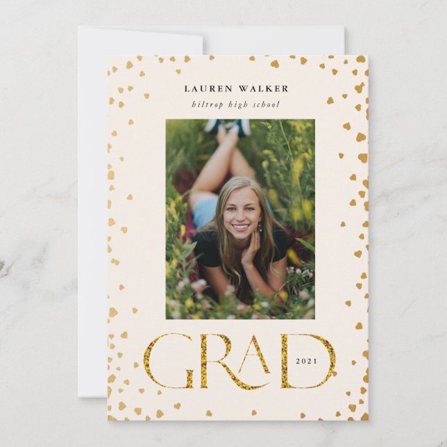 or brillant élégant script faire-part diplômé (Devant)