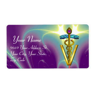 OR CADUCEUS SYMBOLE VÉTÉRINAIRE Purple Aqua Bleu