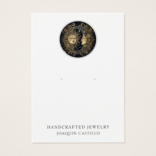 Or céleste Black Soleil Lune à oreille Bijoux (Devant)