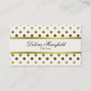Or chic et carte de visite blanc de point de polka