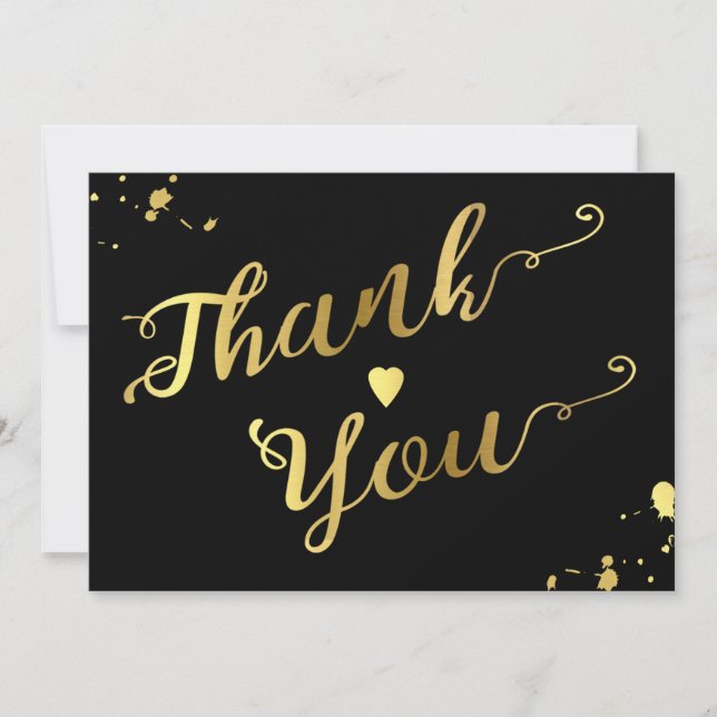 Or chic et Merci noir de mariage de calligraphie (Devant)