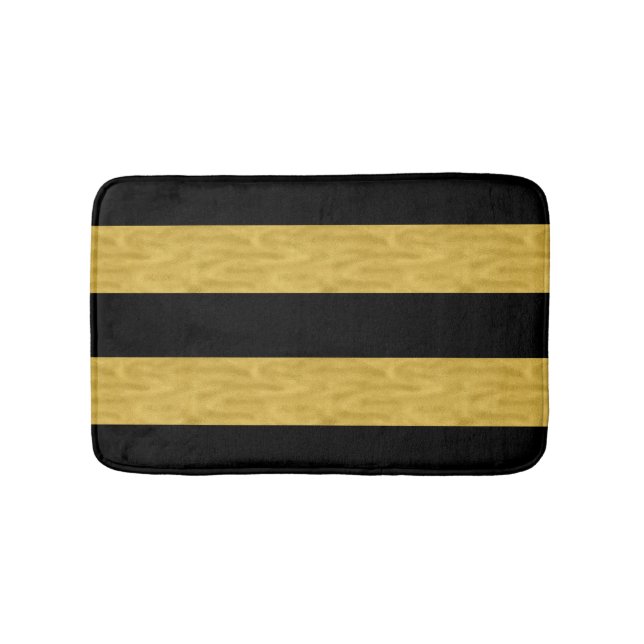 Or chic et tapis de bain rayé noir (Devant)