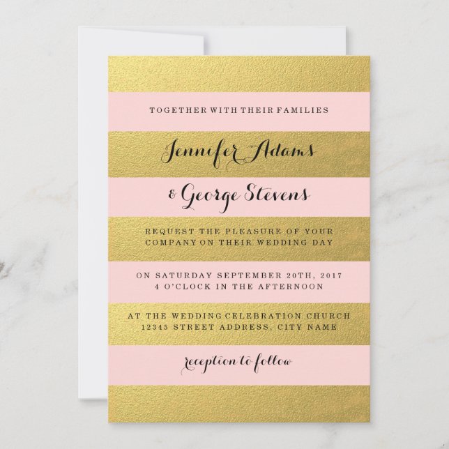 OR CHIC| FAIRE-PART DE MARIAGE ROSE (Devant)