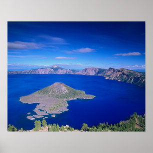 OR, Crater Lake NP, Wizard Island and Crater Poster