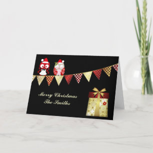 Or de hiboux de pays de carte de Noël