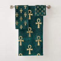 Or de motif d'Ankh sur le vert
