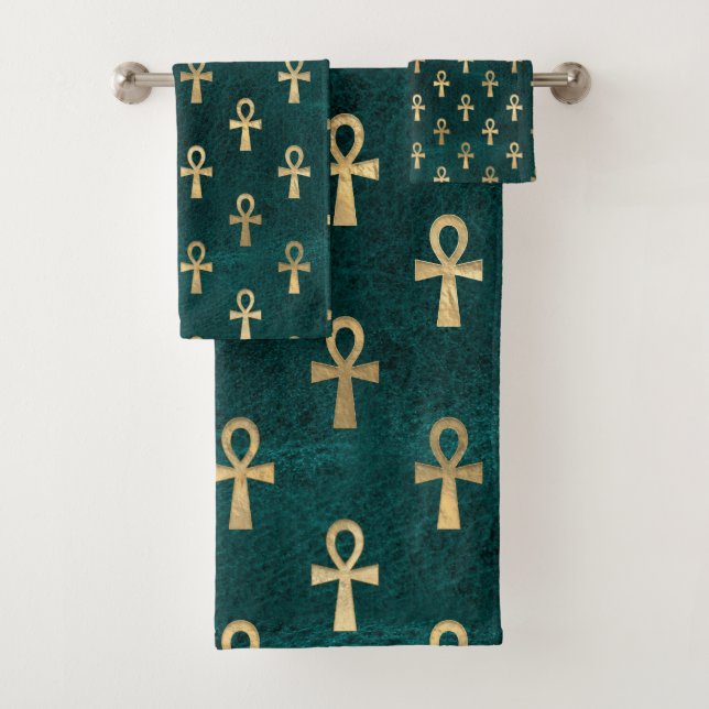 Or de motif d'Ankh sur le vert (En situation)