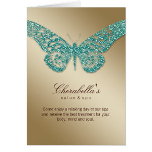 Or de Teal de papillon de carte de brochure de