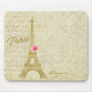 Or de Tour Eiffel de Paris et tapis de souris