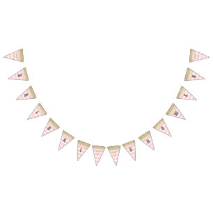 Or et bannière rose de Fête de la mariée
