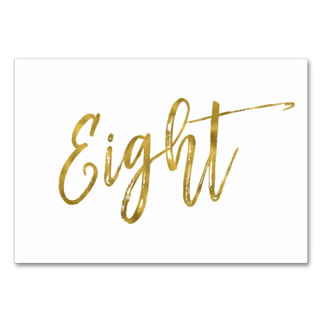 Or et blanc Élégant numéro de table huit. (Devant)
