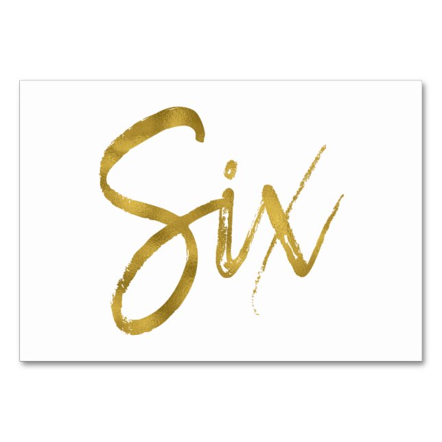 Or et blanc Élégant Numéro de table Six (Devant)