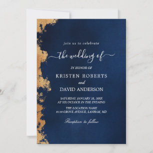 or et bleu roi faire-part de mariage