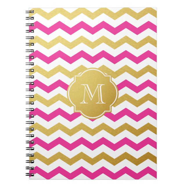 Or et carnet rose de monogramme de motif de (Devant)