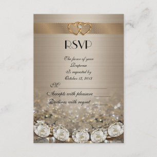 Or et diamants de carte de réponse de RSVP