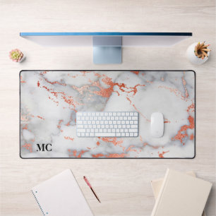 Or et Marbre blanc rose avec Monogramme