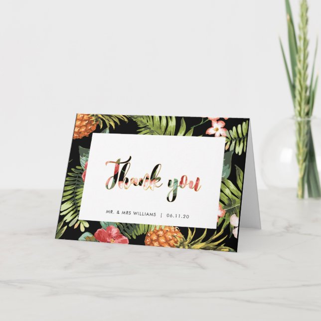 Or et noir | Carte de remerciements Mariage tropic (Devant)