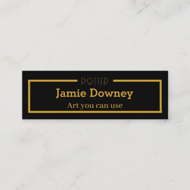 Or et noir | Carte Potter Name Simple & Elegant (Devant)