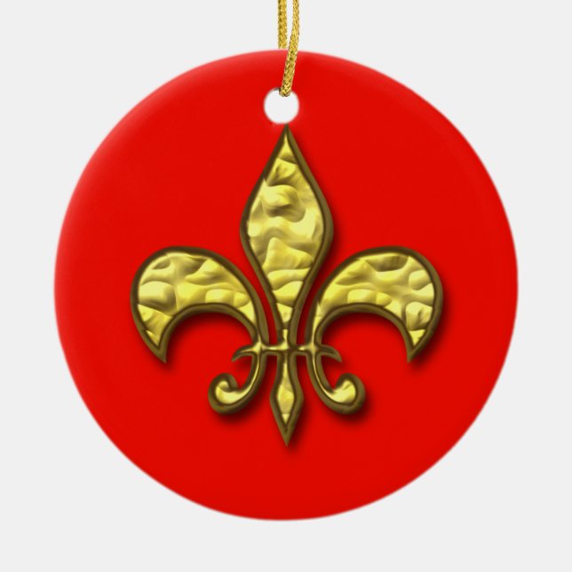 Or et ornement de Red Fleur de Lis Christmas (Devant)