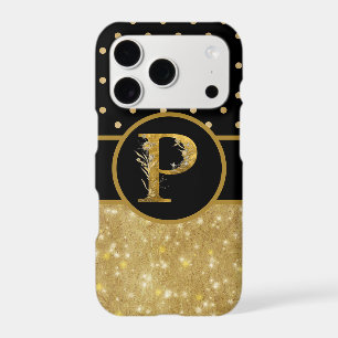 Or et Pois brillants sur Monogramme noir P