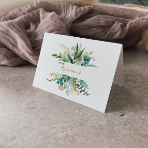 Or et vert Eucalyptus Bridesmaid Merci