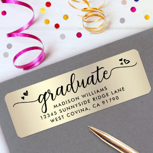 Or Gradué Script Cœurs Moderne Adresse Gold Black