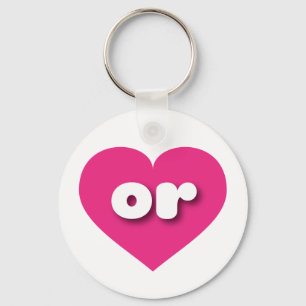 or hot pink heart - I love or Keychain