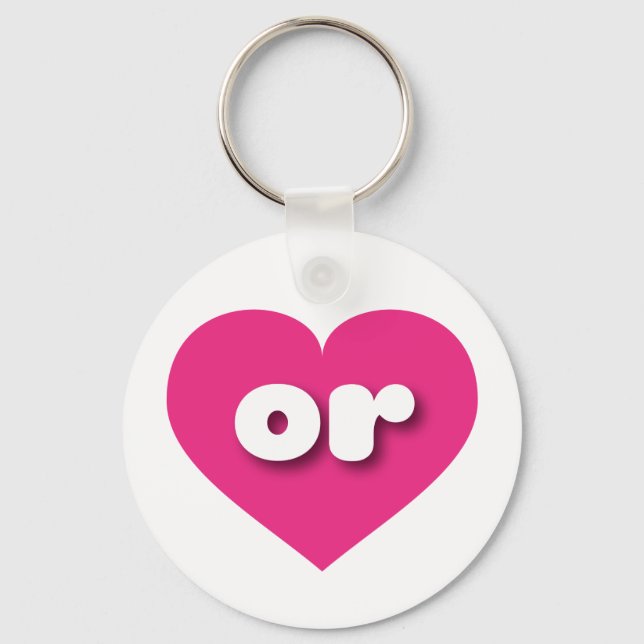 or hot pink heart - I love or Keychain (Front)
