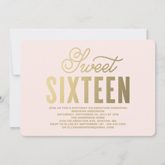 Or | Invitation Sweet sixteen (Devant)