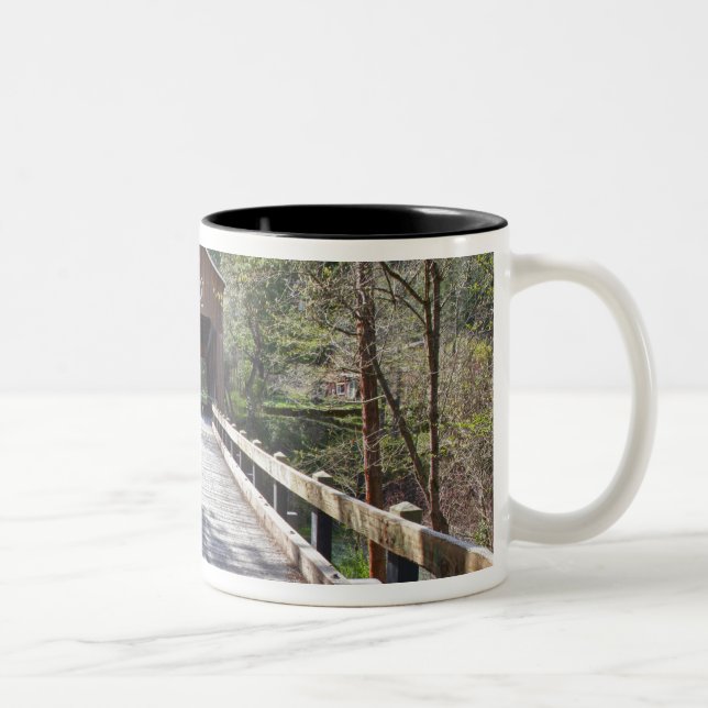 OR, Jackson County, McKee Covered Bridge Two-Tone Coffee Mug (Right)