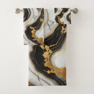 Or liquide aspect marbre noir et blanc Glam