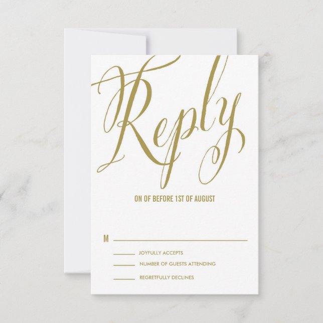 Or, M. & Mme Elegant Script Wedding Carte RSVP (Devant)