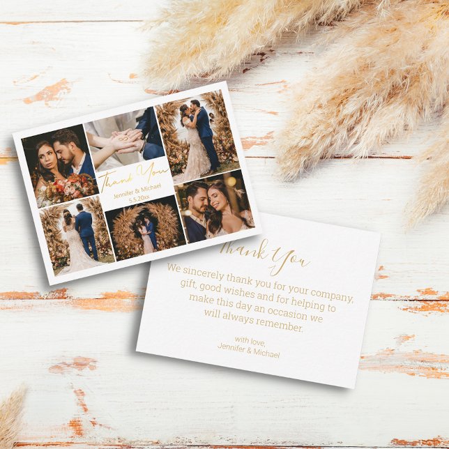 or merci 6 photos collage carte mariage note (Créateur téléchargé)