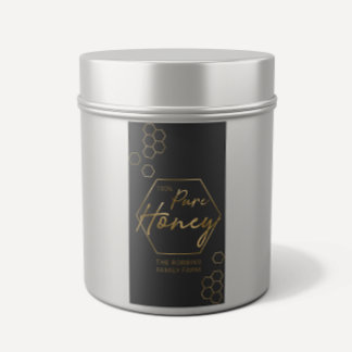 Or moderne 100% Pure Miel Jar Étiquette Apiary Nom