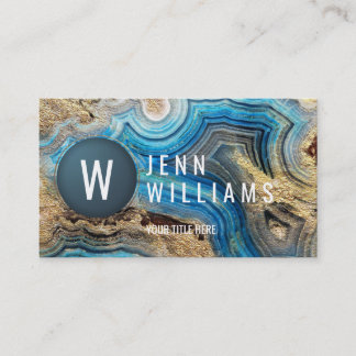 Or moderne de carte de visite d'aqua de geode bleu