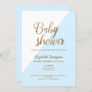 Or moderne et bleu bébé garçon douche Invitation C