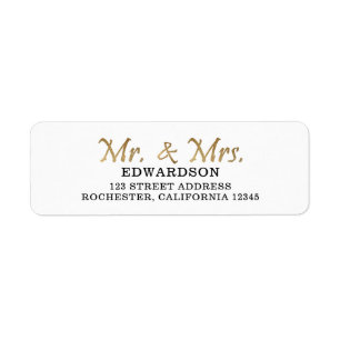 Or moderne M. & Mme mariage adresse de retour