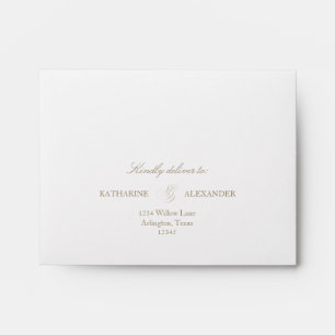 Or Monogramme RSVP Enveloppe retour auto-adressée