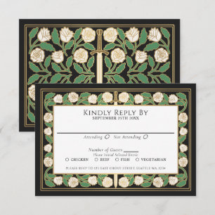 Or Noir Fleur Blanche Épée Royale Mariage RSVP