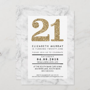 OR NUMÉRO DE PARTIES SCINTILLANT 21 21e INVITATION