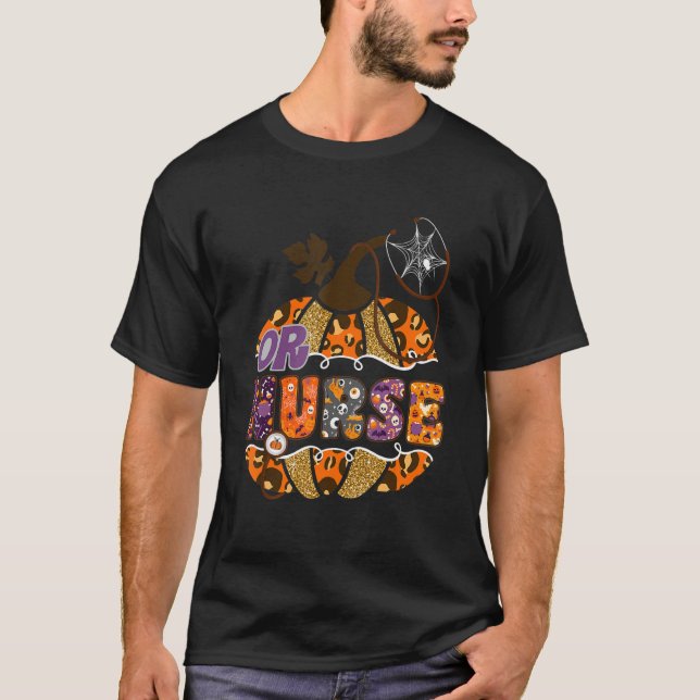 Or Nurse Stethoscope Leopard Halloween Pumpkin Cos T-Shirt (Front)
