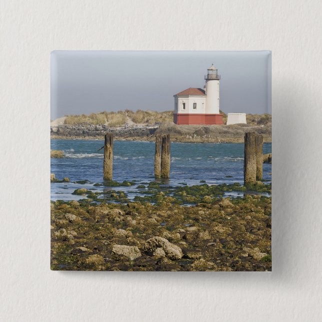 OR, Oregon Coast, Bandon, Coquille River 2 Inch Square Button (Front)